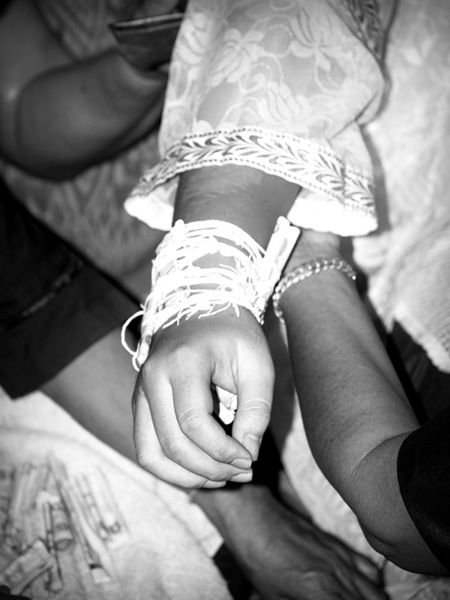 holding the arm of a loved one