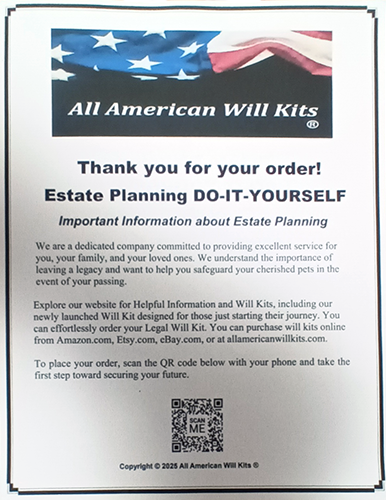 Second page of Estate Planning kit